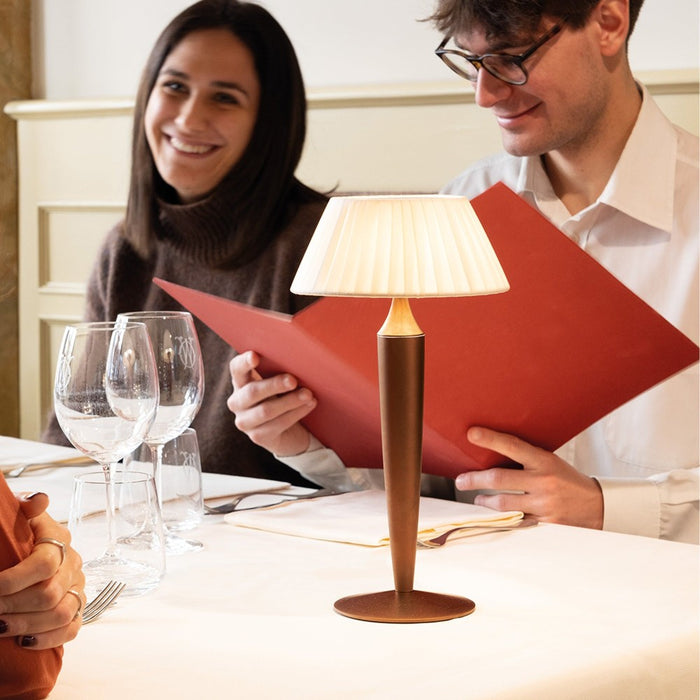 Lampada da Tavolo Ricaricabile Flaminia Zafferano Led Touch - Design Classico Senza Fili Bronzo