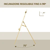 Cavalletto per Pittura Portatile e Pieghevole, Altezza e Inclinazione Regolabili, Colore Legno