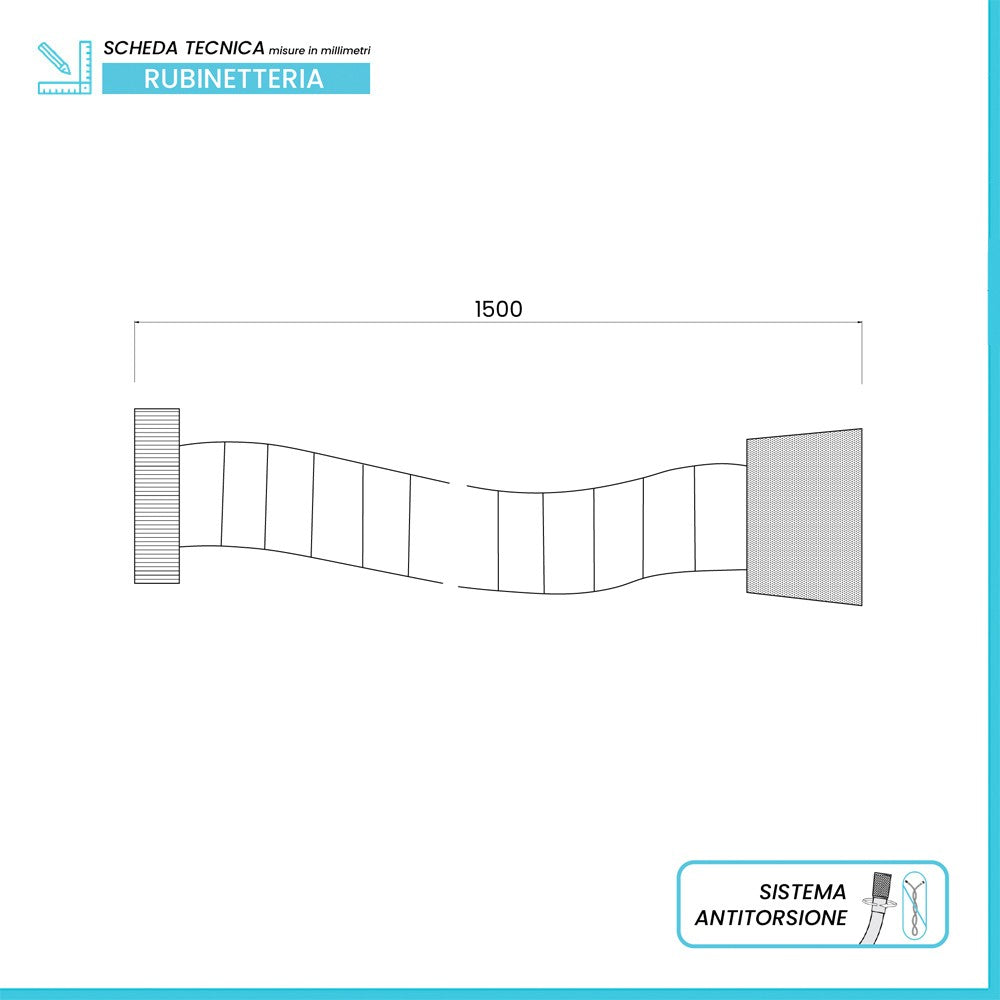 Flessibile Doccia 150 cm in Pvc Grigio con sistema Antitorsione