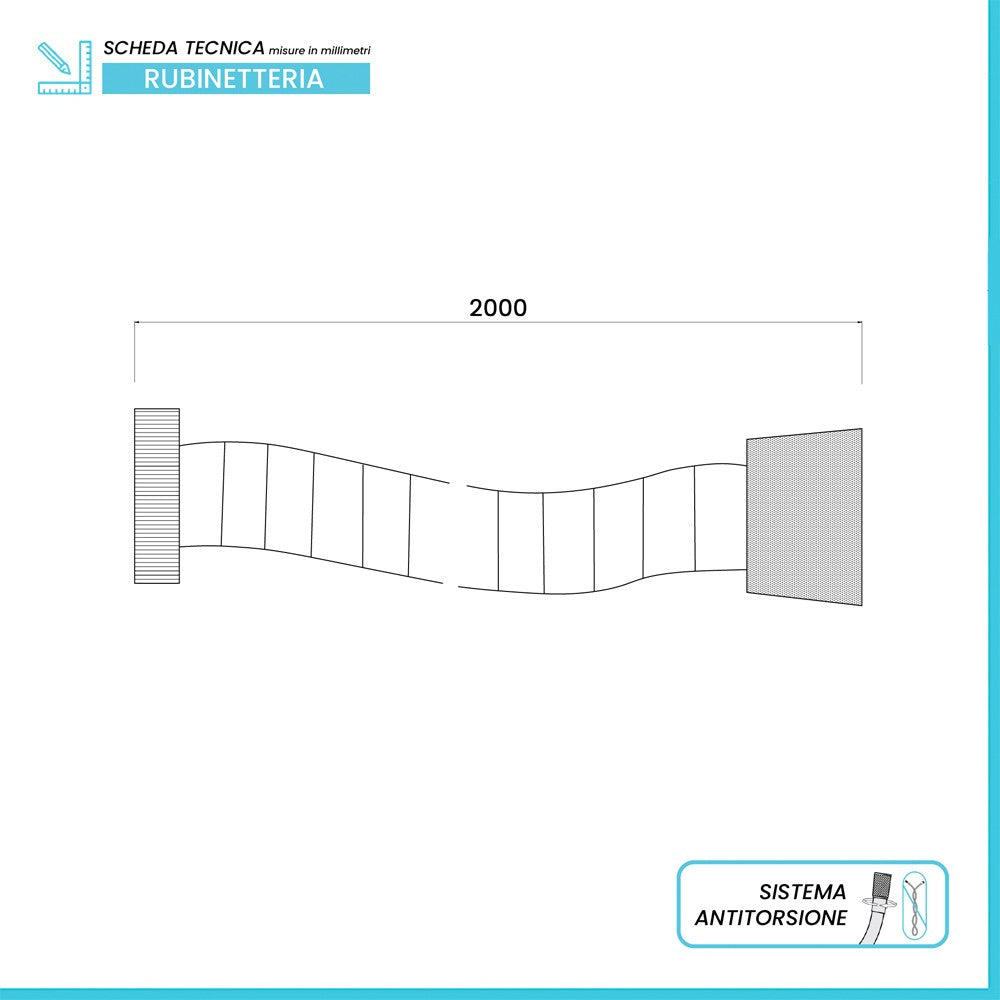 Flessibile Doccia 200 cm Pvc Grigio 3 strati Antitorsione
