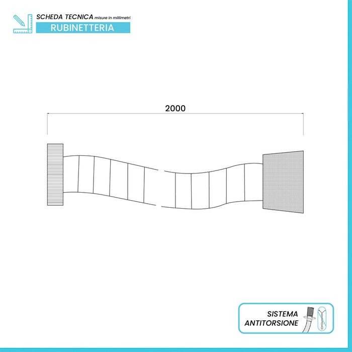 Flessibile Doccia 200 cm Pvc Grigio 3 strati Antitorsione