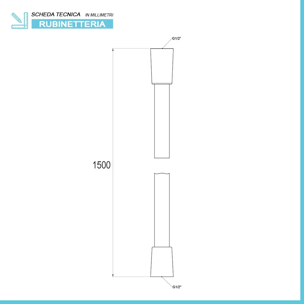 Flessibile doccia nero opaco 150 cm antitorsione in PVC