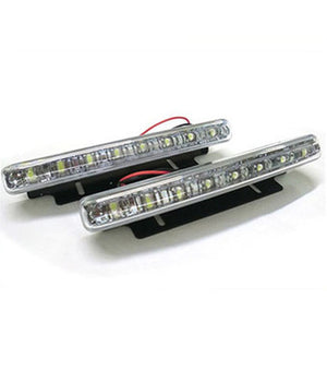 Luci Auto 8 Led Per Fanale Daytime - Diurne Waterproof Dc 12v Paraurti Auto         