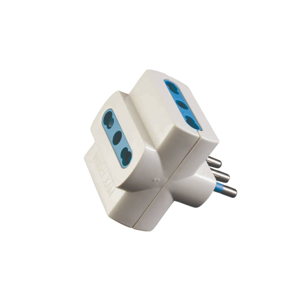 Adattatore reer 7310075 spina 2p+t 10a e 3 prese bipasso 10/16a bianco
