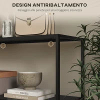 Mobile Consolle da Ingresso Moderno a 2 Ripiani in Acciaio, 90x30x75cm, Nero