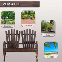 Panchina da Giardino in Legno Stile Country con Braccioli a Ruota, 108x66x95cm, Colore Legno