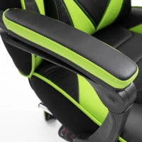 Sedia da Gaming Ergonomica, Poltrona da Ufficio Confortevole con Poggiapiedi, Poggiatesta e Cuscino Lombare, Altezza Regolabile, Nero e Verde
