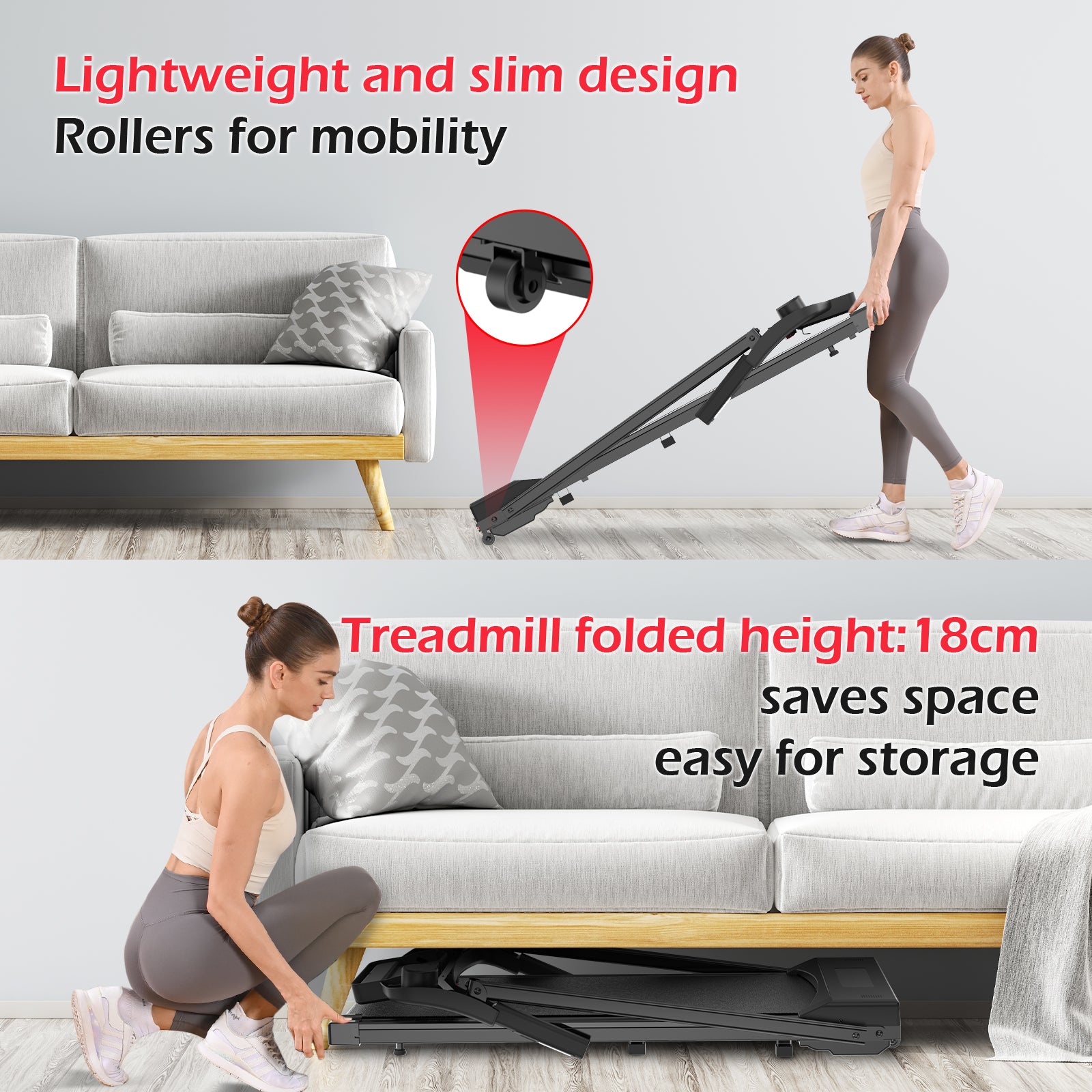 Tapis roulant pieghevole - RATTANTREE - walking pad 12 km/h, facile da piegare, con  APP, Display LED Telecomando per Ufficio Domestico Supporto per Tablet