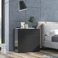 Armadio Contenitore con 2 Cassetti, 2 Ante, con Sistema di Sicurezza Anti-Ribaltamento, per Soggiorno e Camera da Letto, 79 x 36 x 74 cm, Nero