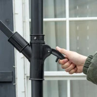 Ombrellone da Giardino a Braccio 3x2 m con Manovella, Metallo e Poliestere, Blu Scuro e Crema