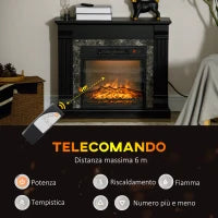 Camino Elettrico da Incasso a Terra con Timer, Fiamma e Temperatura Regolabile, 80x21.6x67.8 cm, Nero