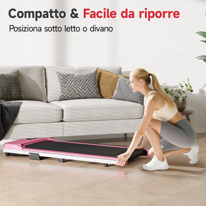 Tapis Roulant per casa e ufficio - RATTANTREE - Display a LED - 8km/h - Capacity 130 kg - Rosa