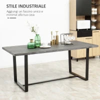 Tavolo da Pranzo Rettangolare Stile Industriale per 8 Persone, 180x90x75cm, Grigio e Nero