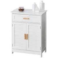 kleankin Mobiletto per Bagno o Camera da Letto in MDF Bianco Impermeabile con Cassetto e Armadietto, 59 x 29 x 80cm