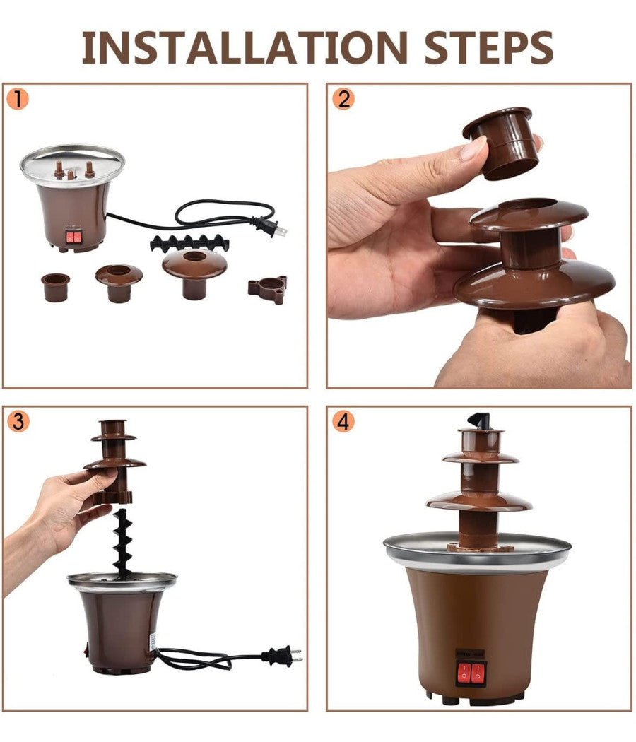 Fontana Cascata Di Cioccolato Fonduta Formaggio Antiaderente Dolce Festa Party         