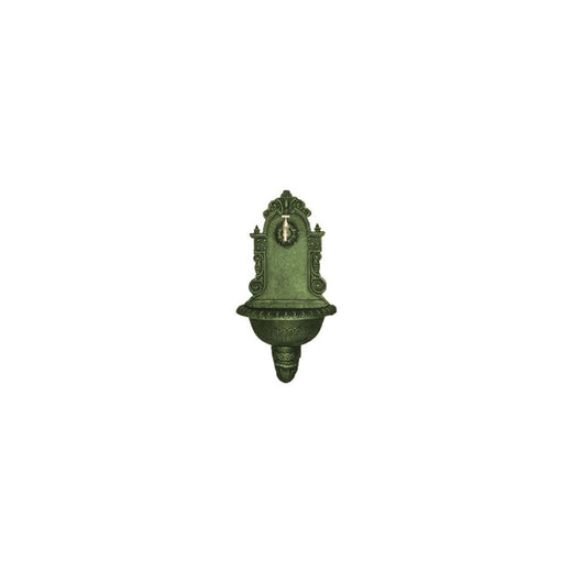 FONTANA DA GIARDINO IN GHISA A PARETE PANTHEON RUBINETTO OTTONE 3/4" VERDE