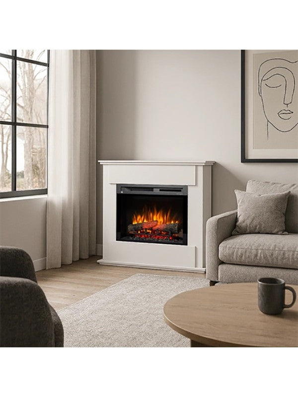 Caminetto Elettrico da pavimento A Libera Installazione A LED 26' Bianco opaco -FONTE