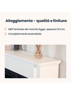 Caminetto Elettrico da pavimento A Libera Installazione A LED 23' Bianco opaco - Rovere chiaro  -FONTE