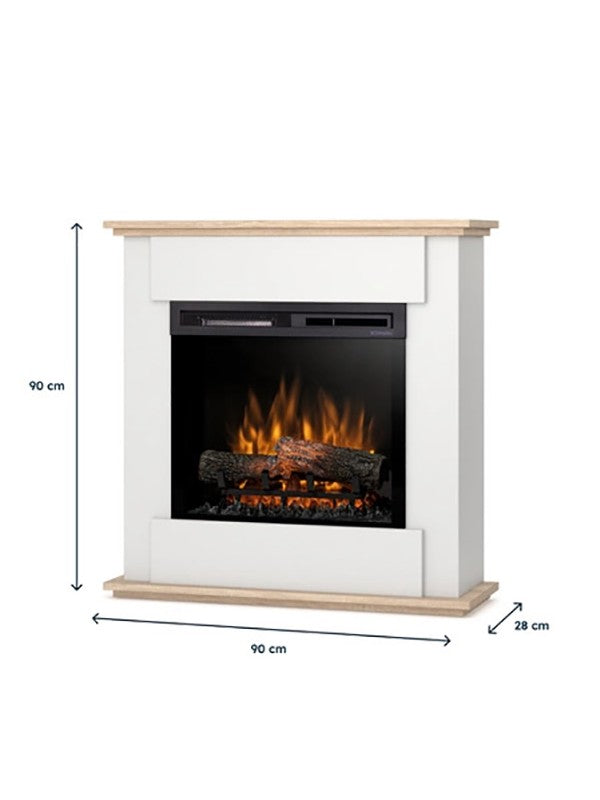 Caminetto Elettrico da pavimento A Libera Installazione A LED 23' Bianco opaco - Rovere chiaro  -FONTE