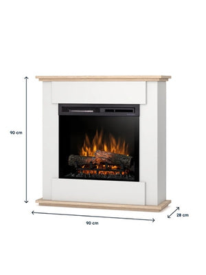 Caminetto Elettrico da pavimento A Libera Installazione A LED 23' Bianco opaco - Rovere chiaro  -FONTE