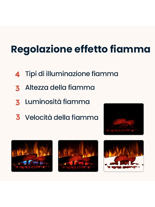 Caminetto Elettrico da pavimento A Libera Installazione A LED 23' Bianco opaco - Rovere chiaro  -FONTE