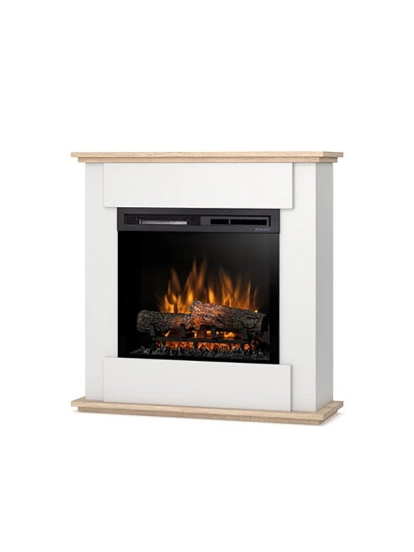 Caminetto Elettrico da pavimento A Libera Installazione A LED 23' Bianco opaco - Rovere chiaro  -FONTE
