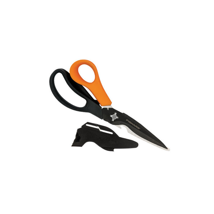 Forbici multiuso Fiskars Solid SP341 – Lame in acciaio inox con rivestimento in titanio e accessori integrati