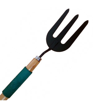 Forchetta In Acciaio Manico Legno E Gomma Raccogli Terra Giardinaggio Giardino         