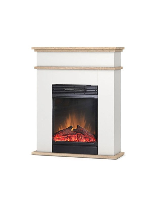 Caminetto Elettrico da pavimento A Libera Installazione A LED Bianco opaco - Rovere chiaro - FORI