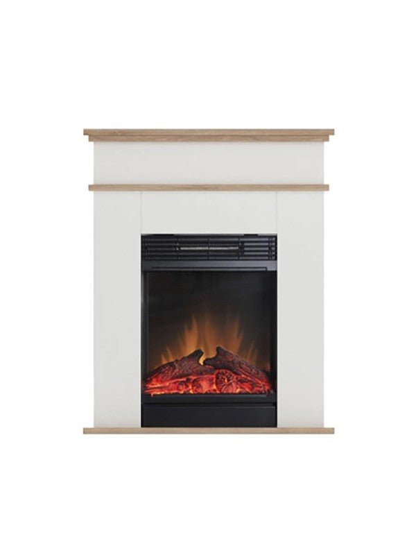Caminetto Elettrico da pavimento A Libera Installazione A LED Bianco opaco - Rovere chiaro - FORI