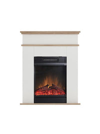 Caminetto Elettrico da pavimento A Libera Installazione A LED Bianco opaco - Rovere chiaro - FORI