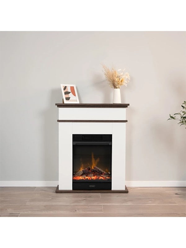 Caminetto Elettrico da pavimento A Libera Installazione A LED Bianco opaco - Rovere - FORI
