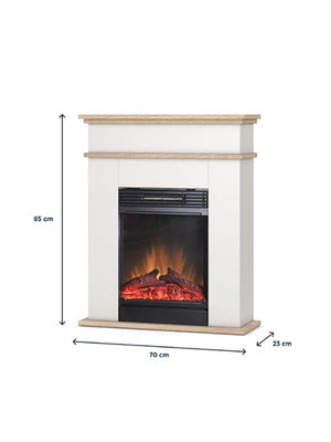 Caminetto Elettrico da pavimento A Libera Installazione A LED Bianco opaco - Rovere chiaro - FORI