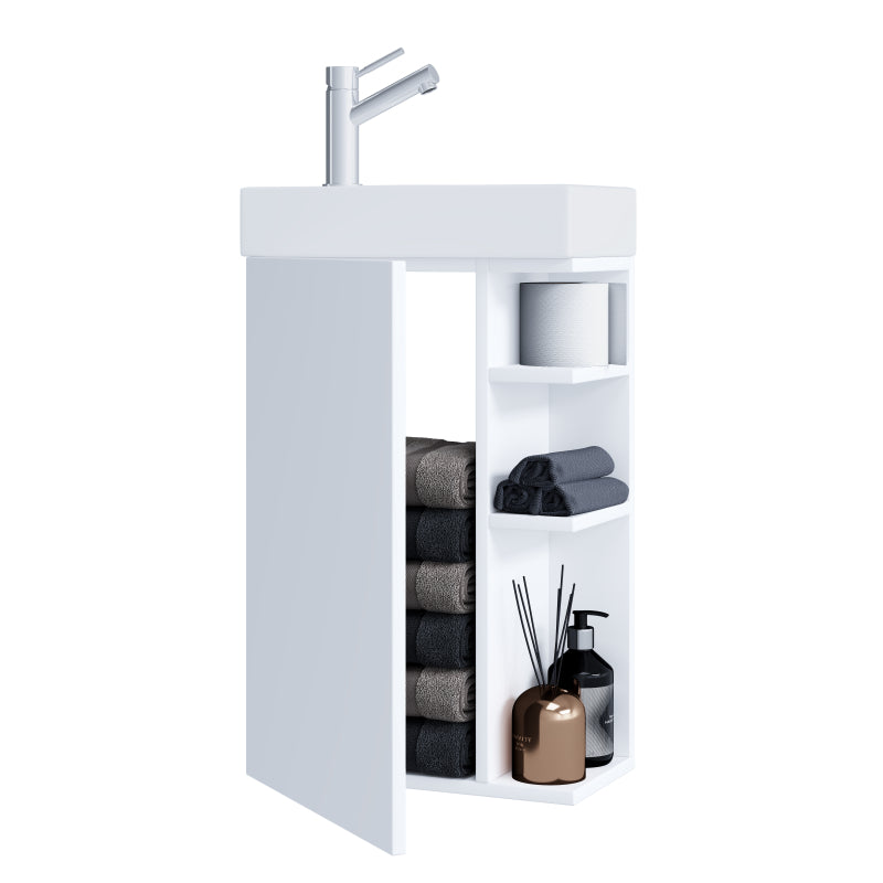 Forma di Ezooza Mobile Sospeso con lavabo in ceramica di alta qualità, Bianco ,