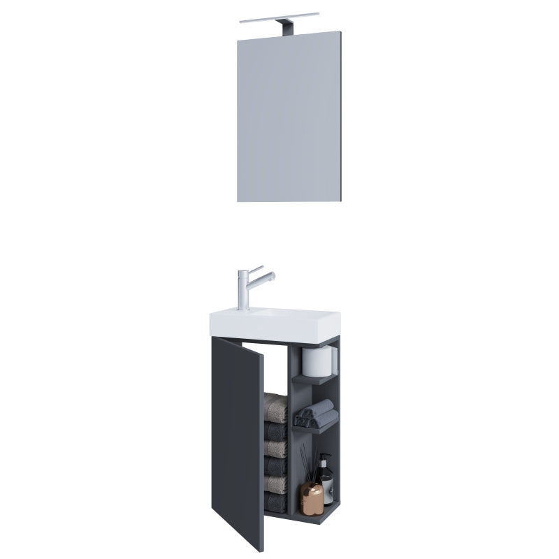 Forma di Ezooza Mobile Sospeso con lavabo in ceramica di alta qualità e specchio, Antracite ,