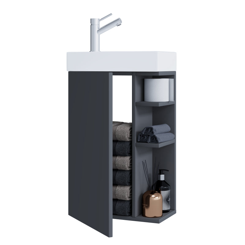 Forma di Ezooza Mobile Sospeso con lavabo in ceramica di alta qualità, Antracite ,