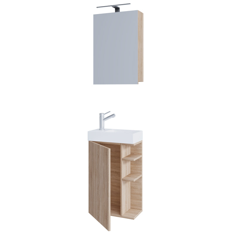 Forma di Ezooza Mobile Sospeso con lavabo in ceramica di alta qualità ed armadietto a specchio, Rovere Sonoma ,