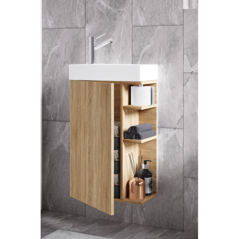 Forma di Ezooza Mobile Sospeso con lavabo in ceramica di alta qualità, Rovere Sonoma ,