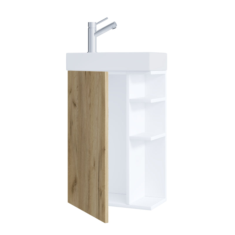 Forma di Ezooza Mobile Sospeso con lavabo in ceramica di alta qualità, Bianco/Rovere ,