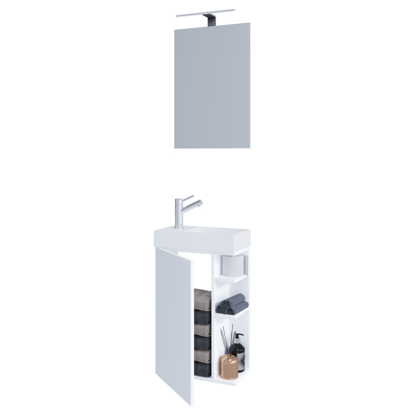 Forma di Ezooza Mobile Sospeso con lavabo in ceramica di alta qualità e specchio, Bianco ,