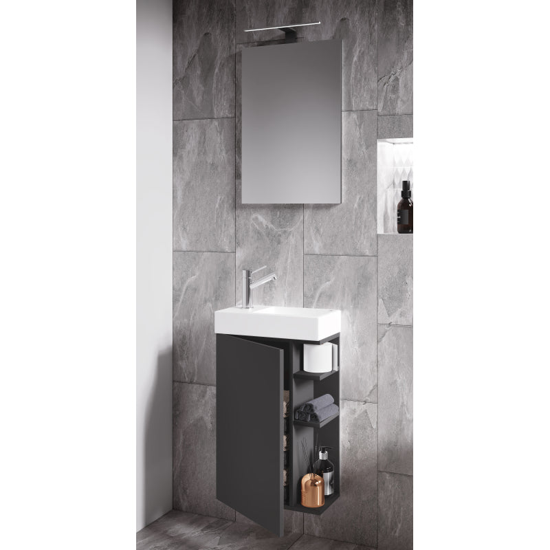 Forma di Ezooza Mobile Sospeso con lavabo in ceramica di alta qualità e specchio, Antracite ,
