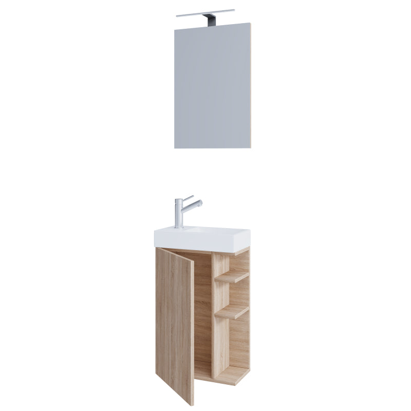 Forma di Ezooza Mobile Sospeso con lavabo in ceramica di alta qualità e specchio, Rovere Sonoma ,