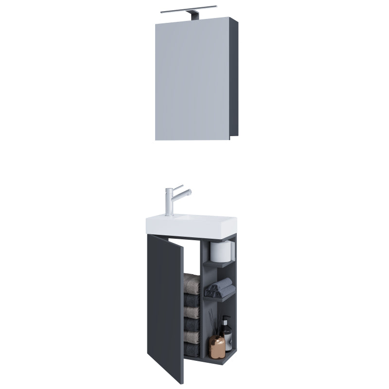 Forma di Ezooza Mobile Sospeso con lavabo in ceramica di alta qualità ed armadietto a specchio, Antracite ,