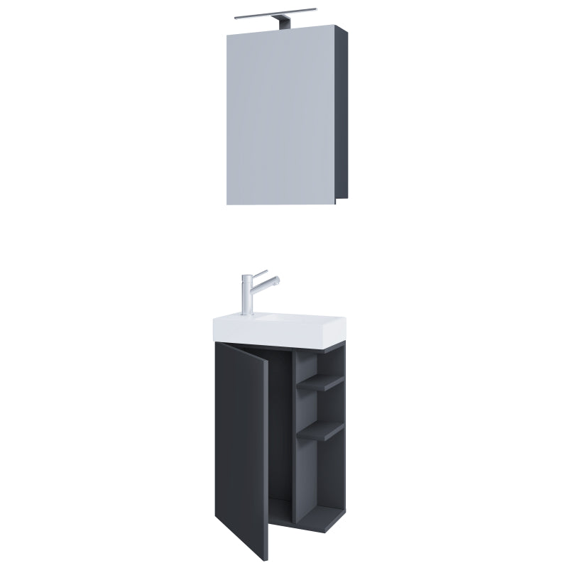 Forma di Ezooza Mobile Sospeso con lavabo in ceramica di alta qualità ed armadietto a specchio, Antracite ,