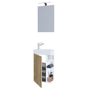 Forma di Ezooza Mobile Sospeso con lavabo in ceramica di alta qualità e specchio, Bianco/Rovere ,