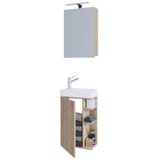 Forma di Ezooza Mobile Sospeso con lavabo in ceramica di alta qualità ed armadietto a specchio, Rovere Sonoma ,