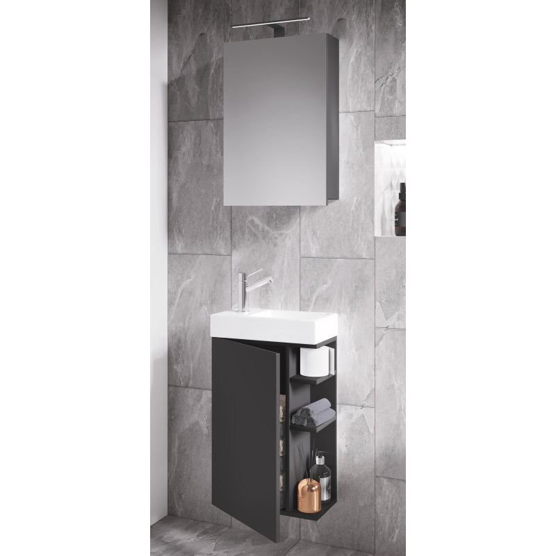Forma di Ezooza Mobile Sospeso con lavabo in ceramica di alta qualità ed armadietto a specchio, Antracite ,