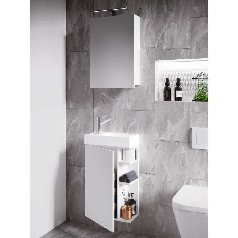 Forma di Ezooza Mobile Sospeso con lavabo in ceramica di alta qualità ed armadietto a specchio, Bianco ,
