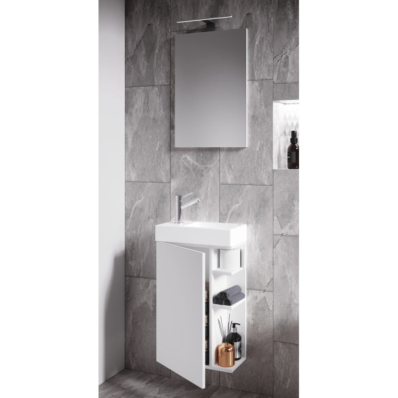 Forma di Ezooza Mobile Sospeso con lavabo in ceramica di alta qualità e specchio, Bianco ,