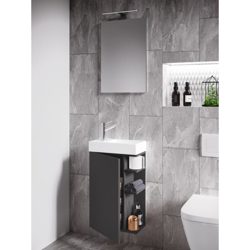 Forma di Ezooza Mobile Sospeso con lavabo in ceramica di alta qualità e specchio, Antracite ,